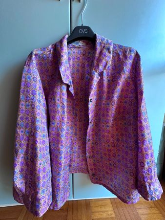 Vintage Blouse floral print purple size M great condition