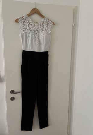 Jumpsuit Damen schwarz/weiss Grösse S Spitze neuwertig