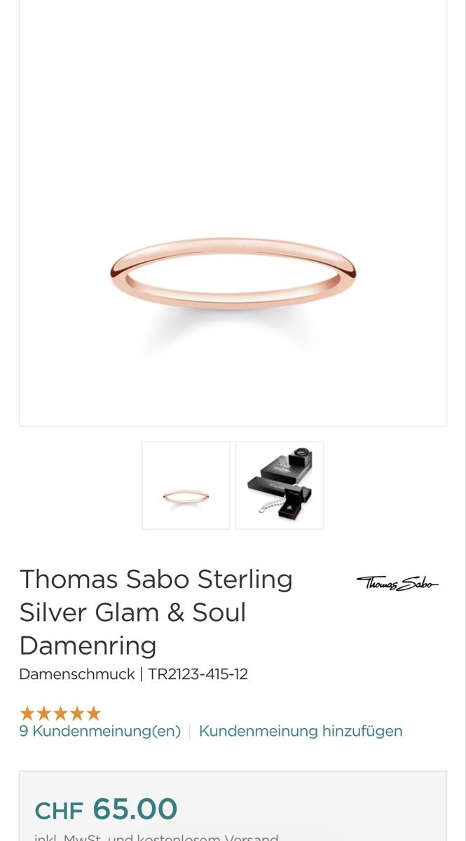 Thomas Sabo Anelli: Thomas Sabo Damenring, Roségold , Grösse 48 – Usato da Teufen AR venduto da Verena1991