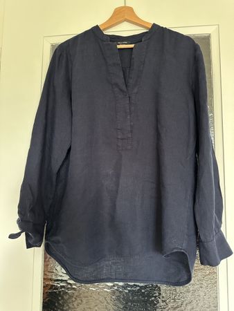 Neuwertige dunkelblaue Leinenbluse, Marc o Polo, locker, 36