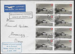 1947 Luftpost 1.Fl. SR Genf-SÜDAFRIKA spez. Frankatur ab 1.-