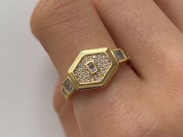 Vergoldete Zirkonia Solitär Ring