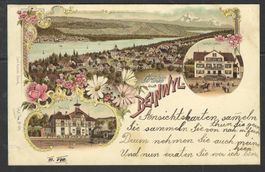 4.19.1899 Litho/3-Bild Gruss aus Beinwyl/Gasth.Löwen,Bahnhof