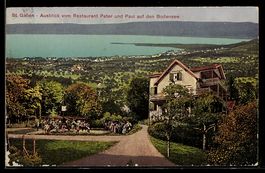 AK St. Gallen, Ausblick vom Restaurant Peter und Paul auf de