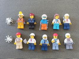 Set 10 Lego Figuren (Berufe plus glow in dark Spinnen)