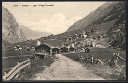 Randa, Ortsansicht mit Kirche und Bergla