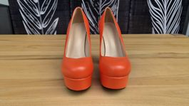 High Heels mit Blockabsatz orange Gr. 41 