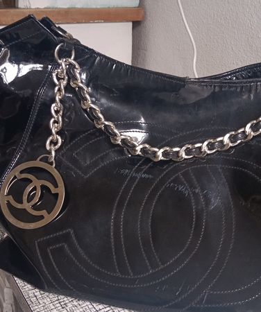 Chanel Handtasche Lackleder collectors schwarz gebraucht