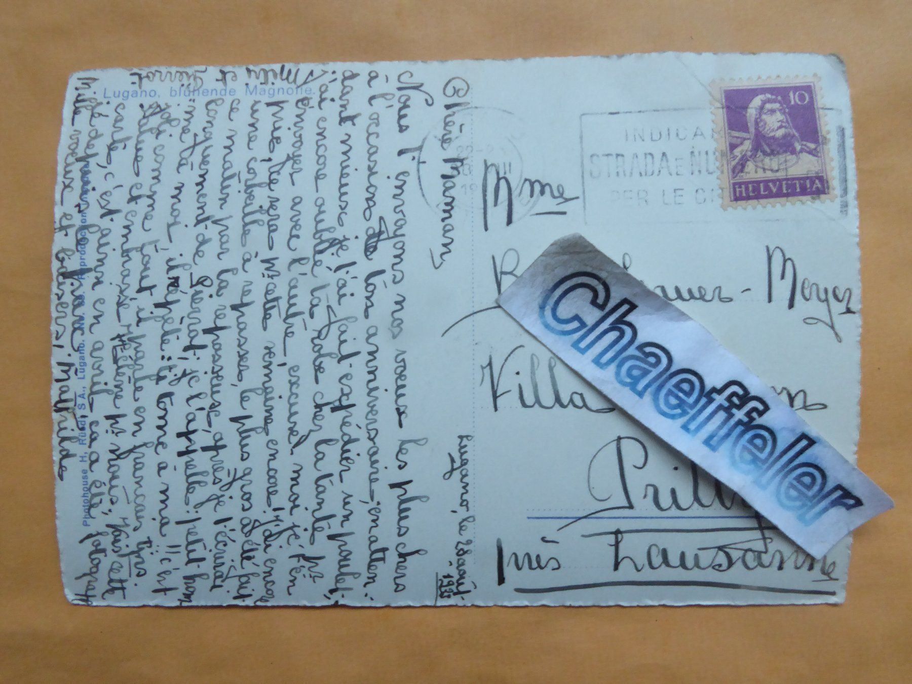 Cartoline postali: 1933 Lugano, blühende Magnolie – Usato da Zürich venduto da Chaeffeler 1