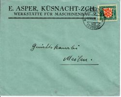Brief, E. Asper Küsnacht ZH 1928 - PJ Frankatur