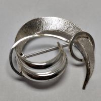 Broche Moderniste Japonaise en Argent 800 Plaqué Rhodium