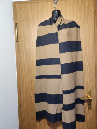 Écharpe COS rayée beige et noir en coton soie 