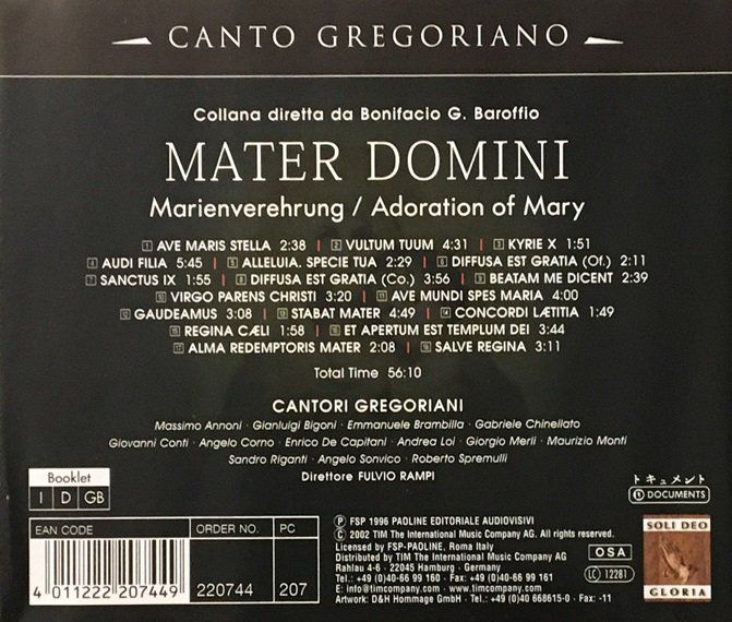 CD: Canto Gregoriano - Mater Domini – Usato da Grüningen venduto da azulblanco 1