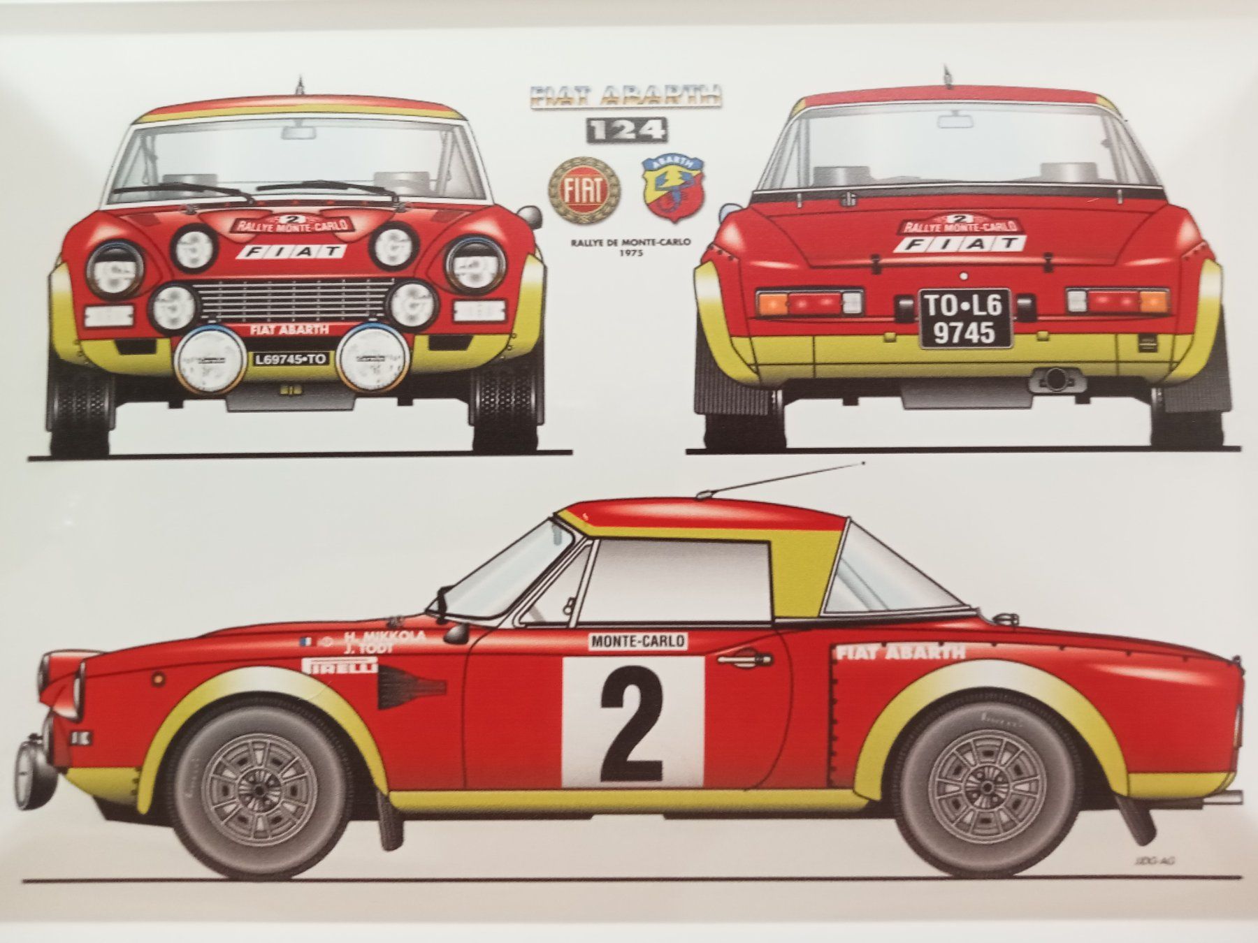 Abarth Schilder: Blechschild-FIAT ABARTH 124-rot-gelb – Neu und originalverpackt aus Rupperswil von big-one-sale