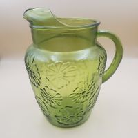 Pichet en verre vert avocat Anchor Hocking Spring Song 70's