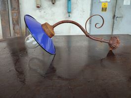 AnNo21 Alte Hof Lampe/Aussen Lampe/Emaille Schirm