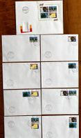 1990, 9 FDC's mit Blockausschnitten und allen Kombinationen