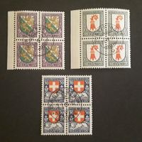 1926 :Pro Juventute Viererblocks Nr.J37-38-40 gest.