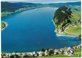AK Le Pont et le Lac - Vallée de Joux, gelaufen 1958