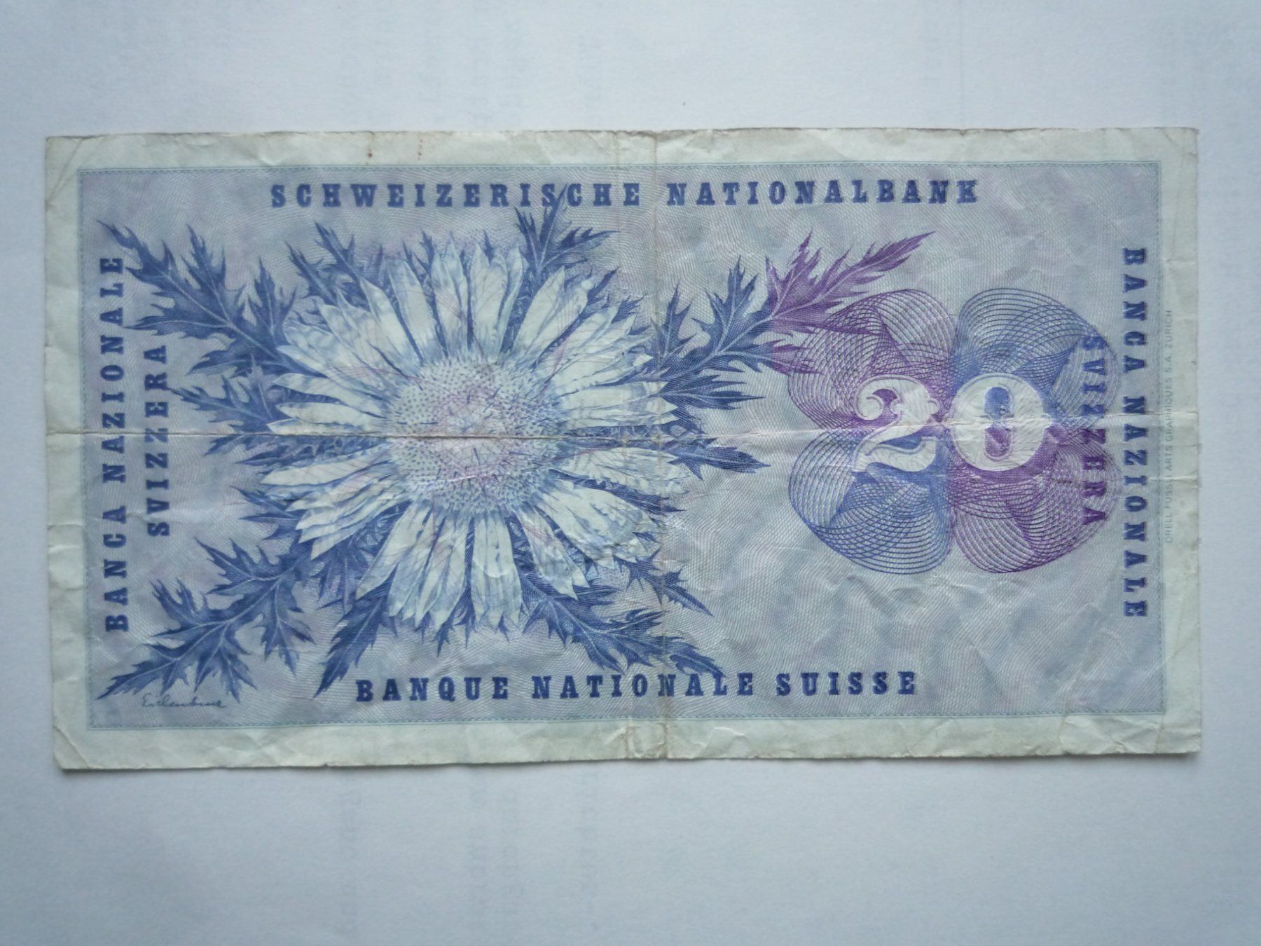 Banconote: 20 Franken Note, 7. Februar 1974 – Usato da Rafz venduto da Sonnenblume305 1