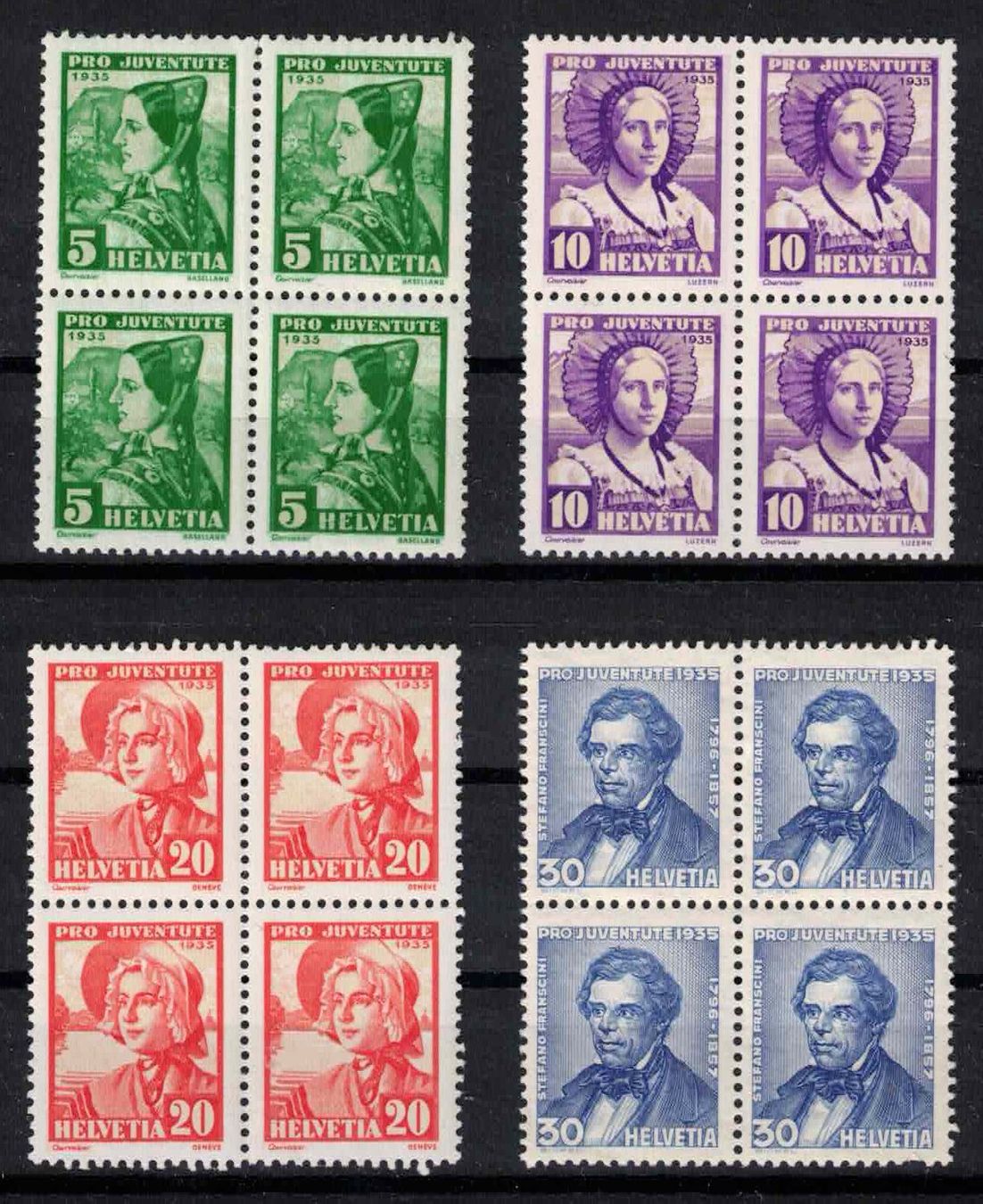 Tutti i francobolli: Pro Juventute 1935 im 4er-Block, postfrisch ** – Nuovo (secondo la descrizione) da Nuglar venduto da Stamp88