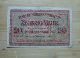 Darlehnskasse Ost ++ 20 Mark 4. April 1918