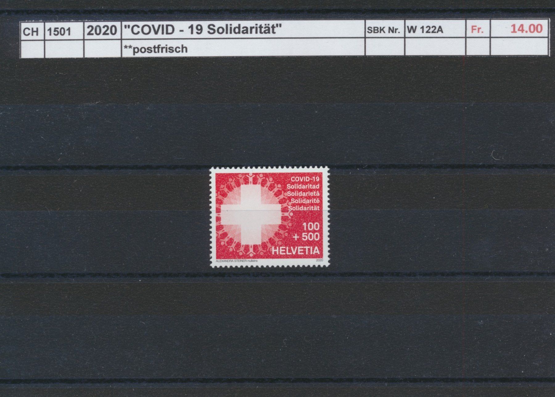 Tutti i francobolli: 2020 "COVID - 19 Solidarität", ** postfrisch – Nuovo (secondo la descrizione) da Winterthur venduto da Zupogeru