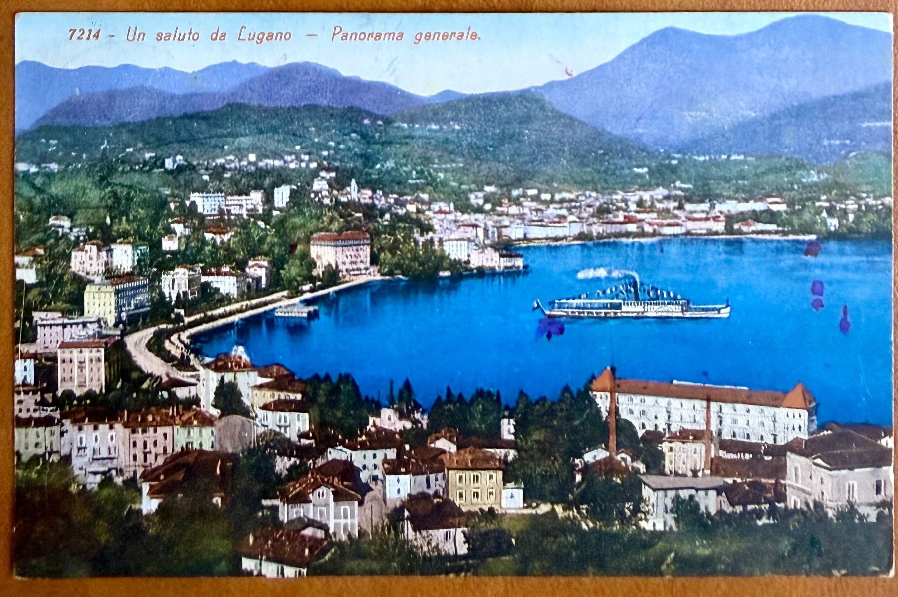 Cartoline postali: Lugano - Panorama - Bateau vapeur 1917 – Usato da Lutry venduto da Ediego