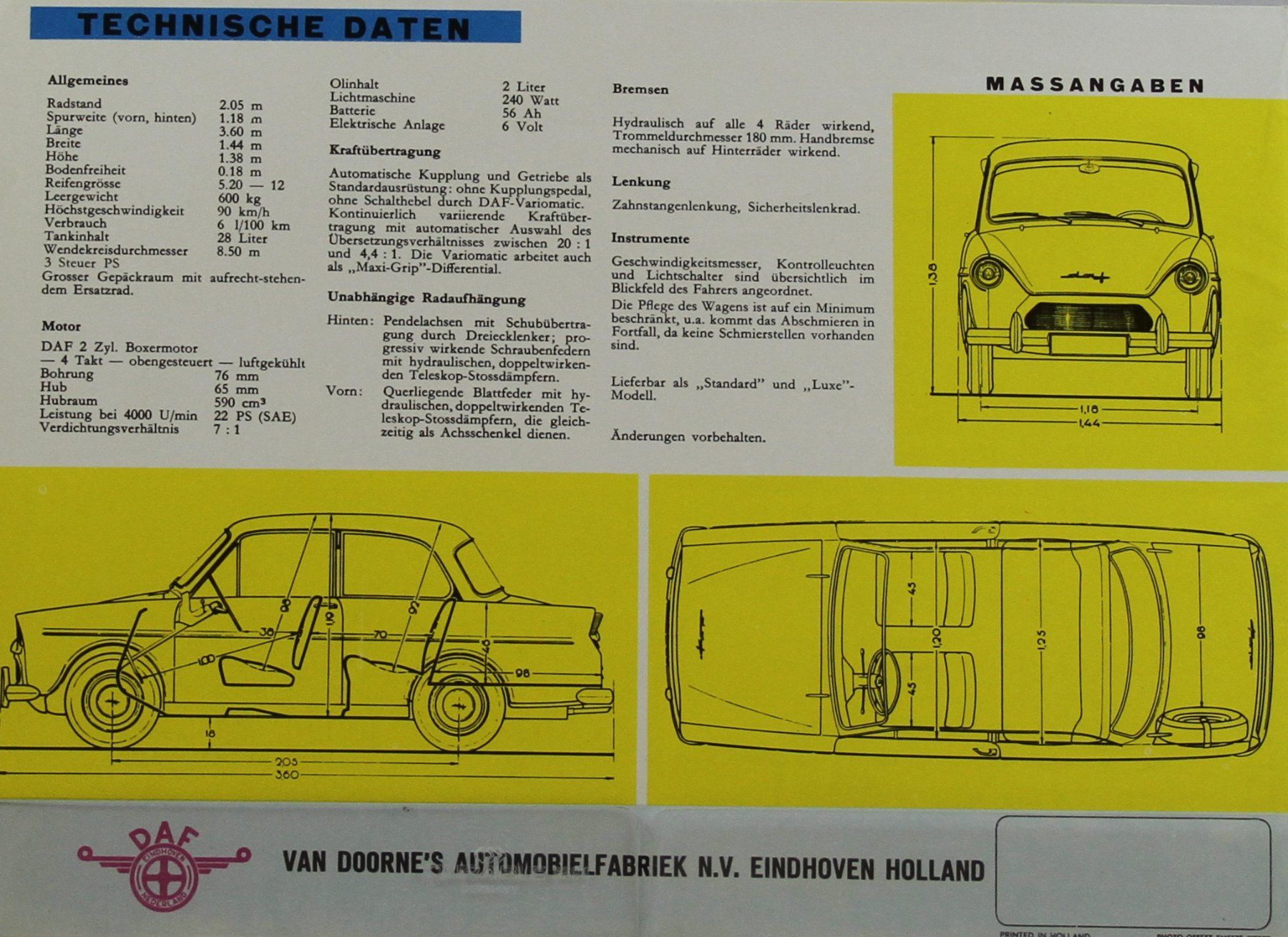 Daf Documenti: NEUWAGEN PROSPEKT  | DAF 600 - VARIOMATIC | AB 01.1959 - DE – Usato da Unterägeri venduto da GIGOLOLIT 1