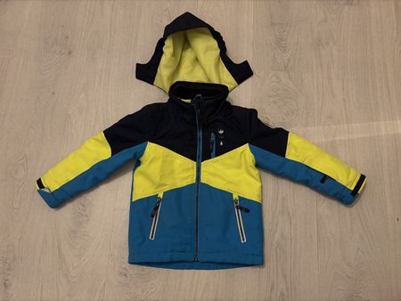 Kinder Skijacke blau gelb mit Kapuze guter Zustand