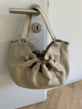 Furla Beige Leather Hobo Bag - Chic Summer Style!