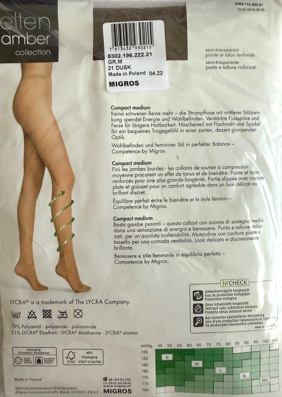 Ellen Amber Calze & Collant: Strumpfhose ellen amber Compact medium – Nuovo e nell'imballaggio originale da Menziken venduto da ABA60 1