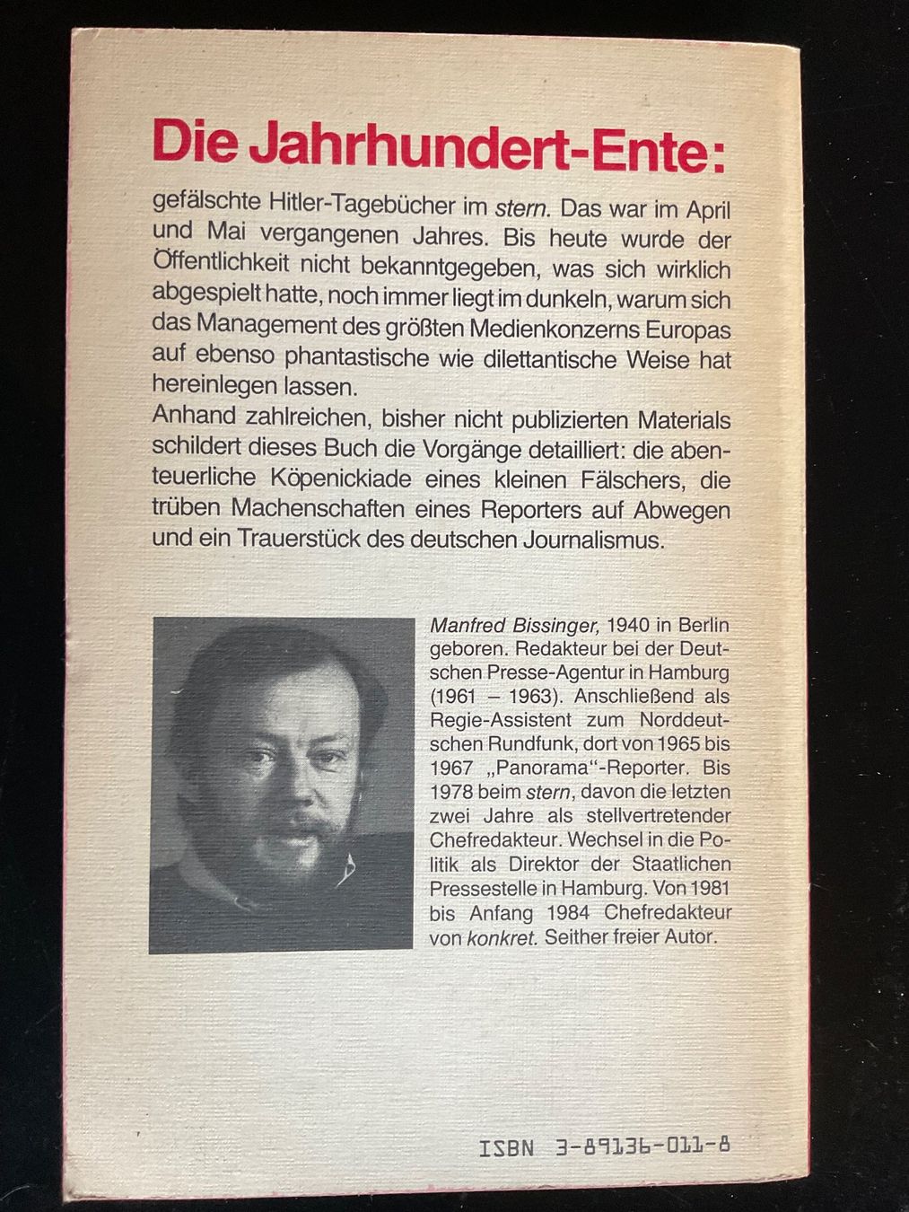 Bücher: Manfred Bissinger; Hitlers Sternstunde – Gebraucht aus Zürich von Tolima194 1