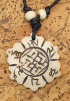 Halskette Endlos-Knoten Om Symbole mit Anhänger aus Knochen