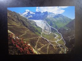 Ansichtskarte. Rhonegletscher heute , 1800, 1850, 1900
