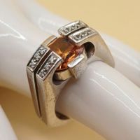 Design 925er Silber RING rhodiniert. Evt. CITRIN Vintage