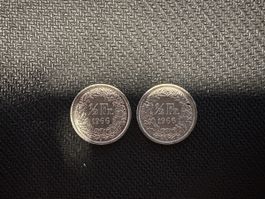 2x ½ Franken 1966 – Schweizer Silbermünze 