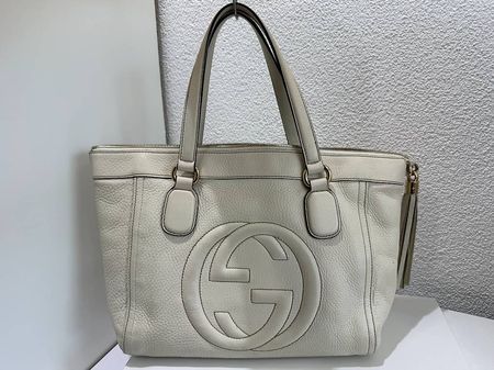 Gucci Soho Tassel Tote Bag Handtasche Leder Beige Elfenbein