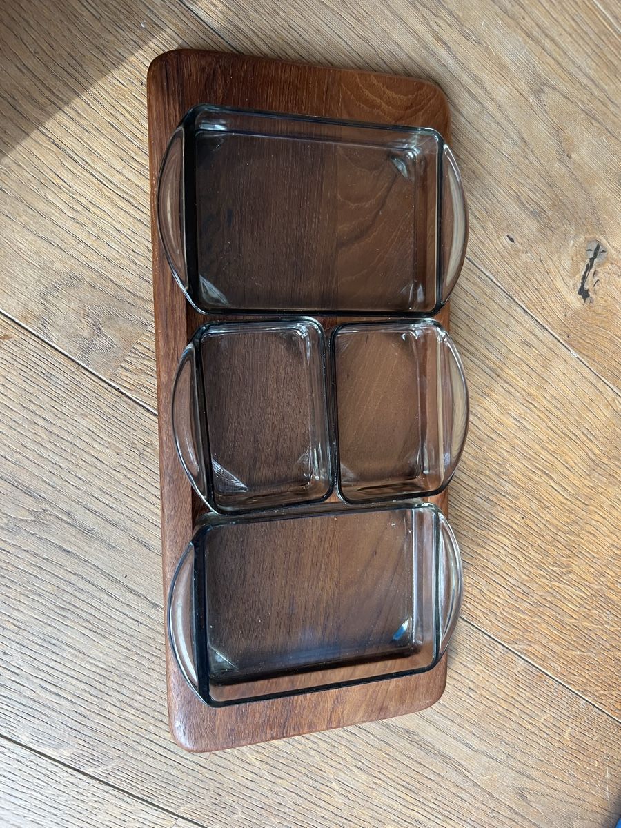 Servierplatten: Dänisches Digsmed Teak und Glas Snacktablett  – Gebraucht aus Uerikon von Saffagirl 7