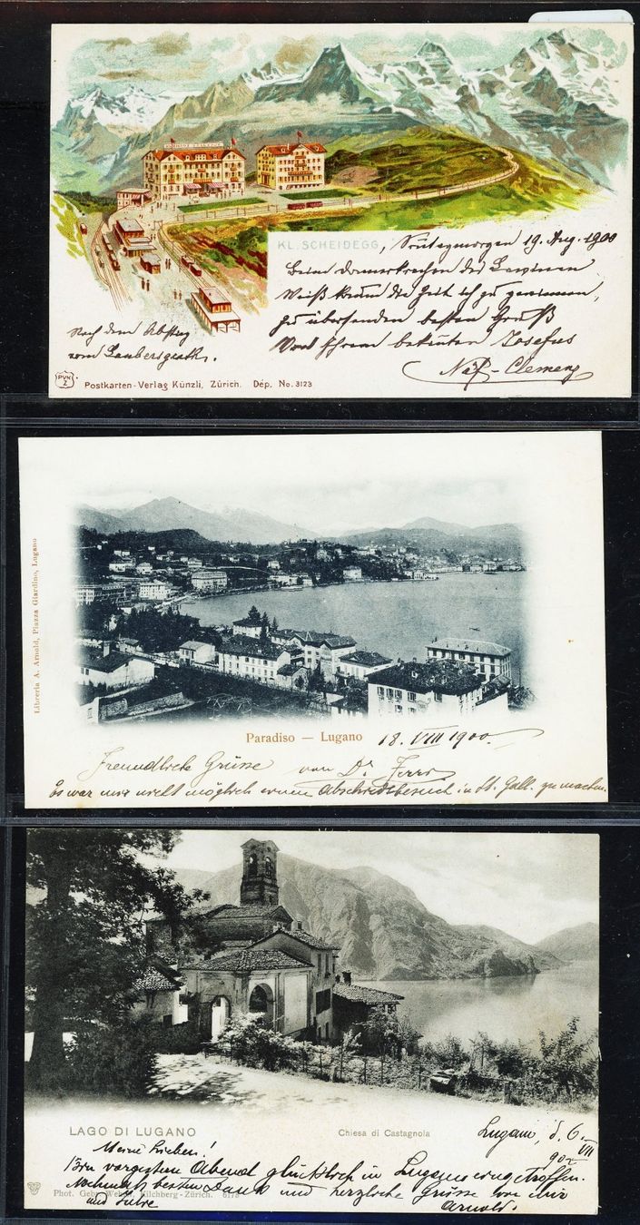 Cartoline postali: ab 1899: Lot mit 15 Ansichtskarte Schweiz, dabei Lithos – Usato da Basel venduto da Strubelibs