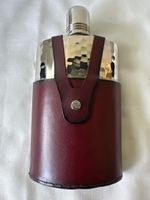 Flachmann DTR, Leder, Edelstahl, Hip Flask, Neuwertig