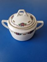 vintage Zuckerdose mit Blumenmuster und Goldrand