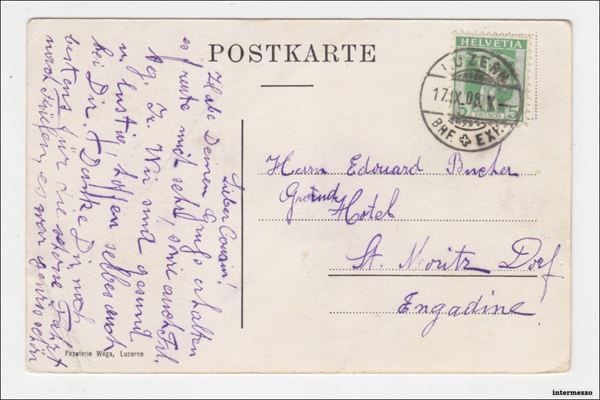 Ansichtskarten: Luzern // Hotel Schweizerhof // 1908 – Antik aus Basel von intermezzo12 1