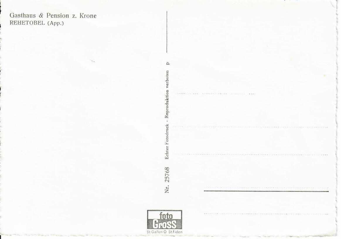 Cartoline postali: Rehetobel, Gasthaus & Krone – Usato da Hochdorf venduto da Ziegel-16 1