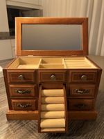 Jewellery box wooden with mirror and drawers 28x18cm