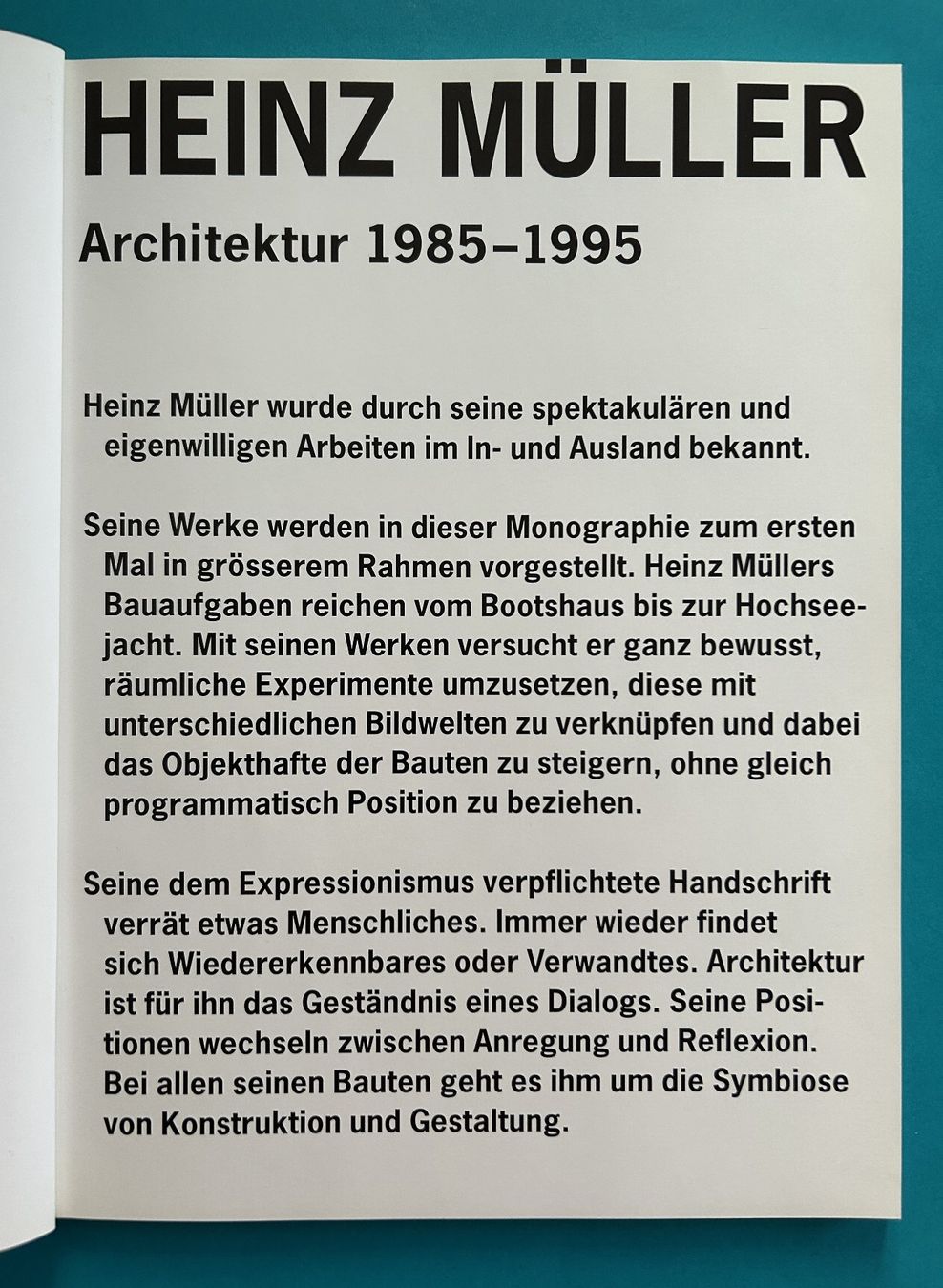 Bücher: HEINZ MÜLLER ARCHITEKT – Gebraucht aus Zürich von Domus09 1