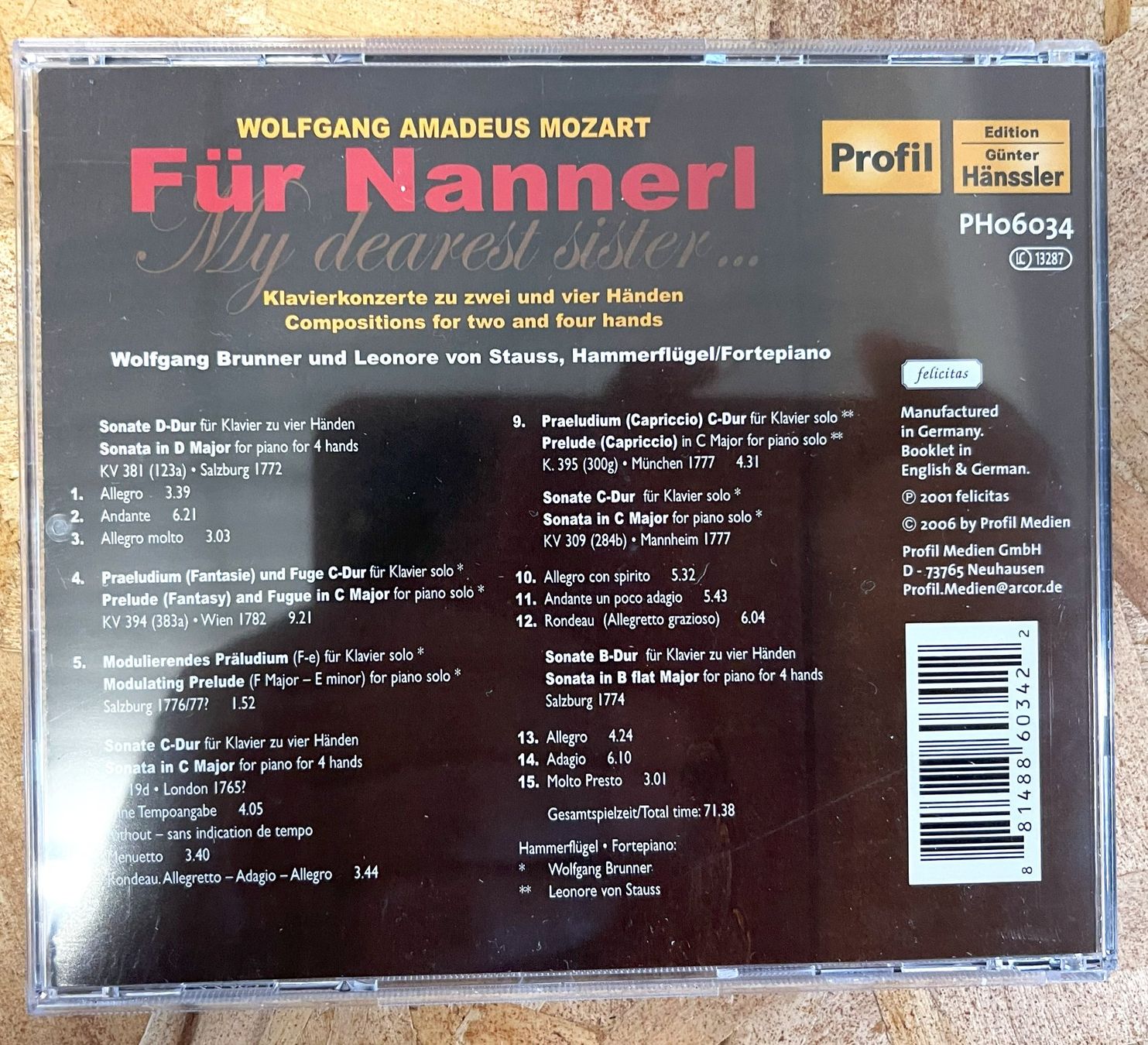 CD: MOZART: Für Nannerl CD – Usato da Oftringen venduto da vuc_frq6 1