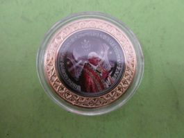 vergoldete Medaille 33 mm stgl.   Benedictus XVI   (Nr. 1)