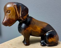 Alter Holz Hund Dackel geschnitzt Tier 22 cm lang
