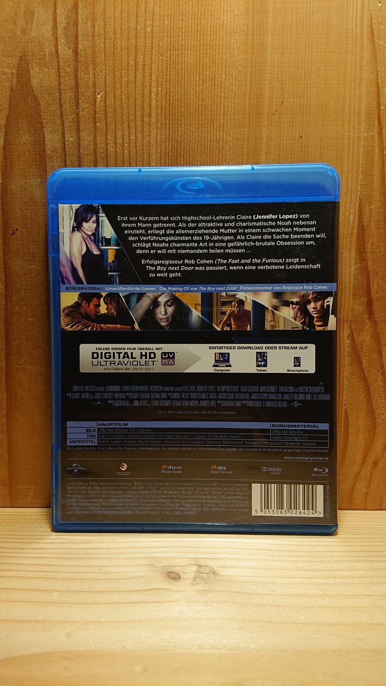 Tutti i DVDs: THE BOY NEXT DOOR Blu-Ray mit Jennifer Lopez – Usato da Wilderswil venduto da Exebub 1